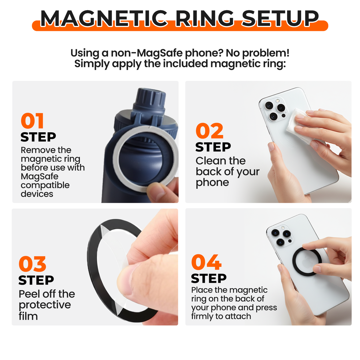 M2C® Magnetic Water Bottle | Insulated Thermos with MagSafe compatible Phone Holder - M2C Products